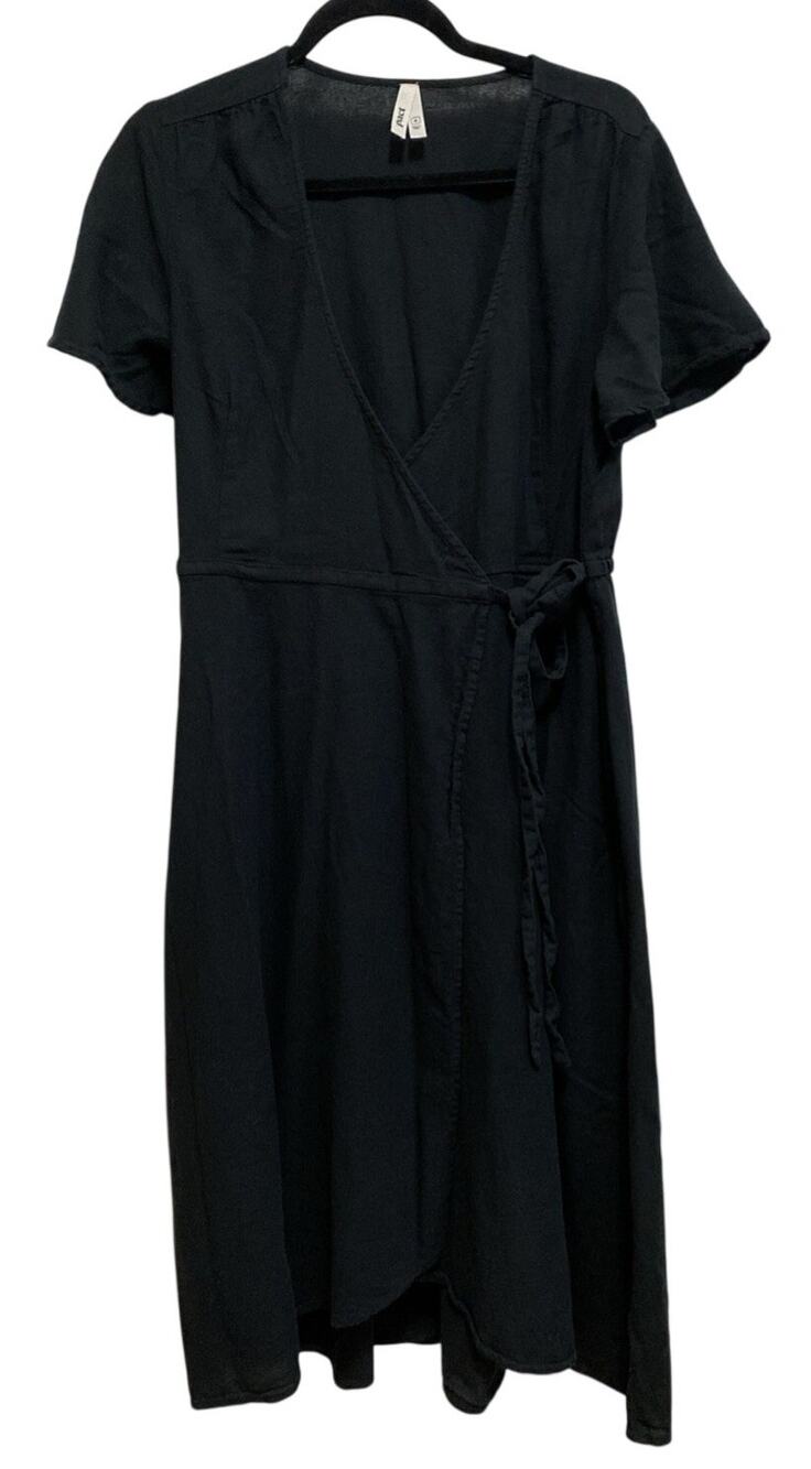 Pact Organic Cotton Black Short Sleeve Wrap Dress Size Medium